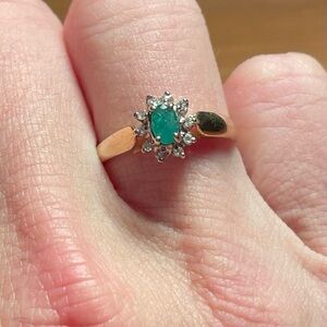 Emerald & Diamond Cluster Ring.